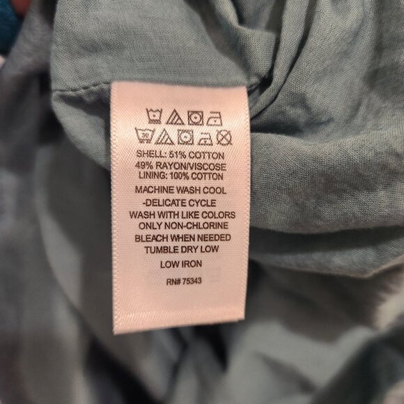 Lucky Brand Dress Teal Tree Print Tier Cottagecore Flowy Boho Lagenlook - Size M - Picture 5 of 5